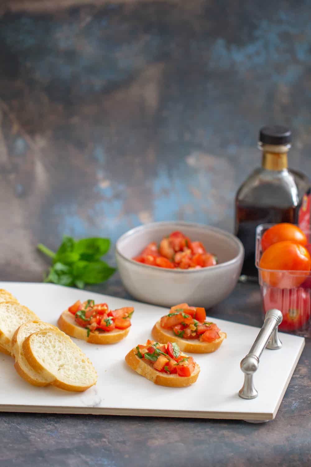 tomato bruschetta and ingredients