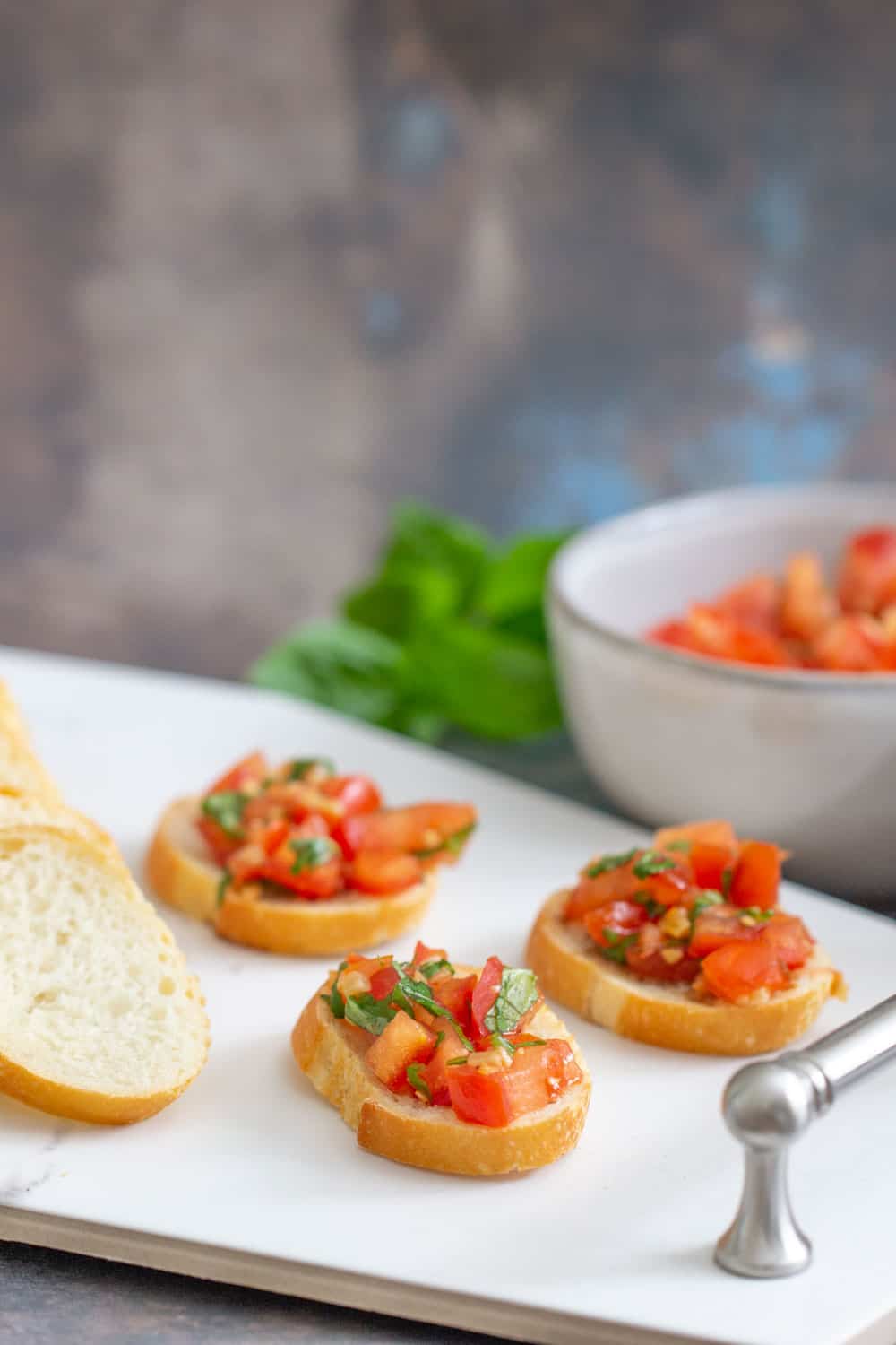 platter of tomato bruschetta