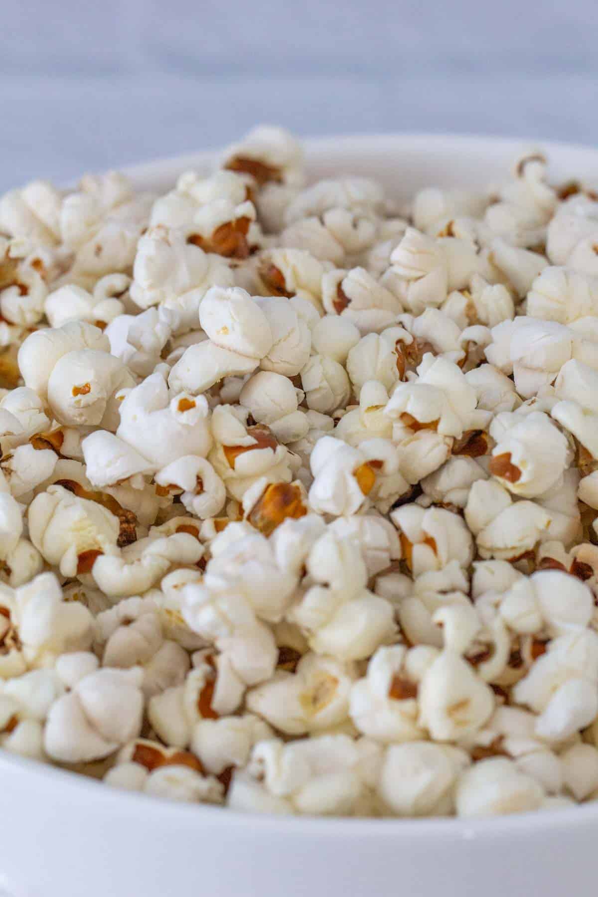 closeup of popped popcorn