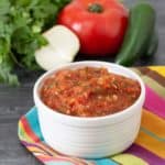 roasted tomato salsa in a white bowl