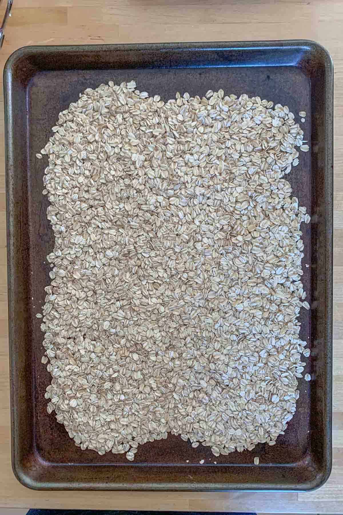 rolled oats on sheet pan