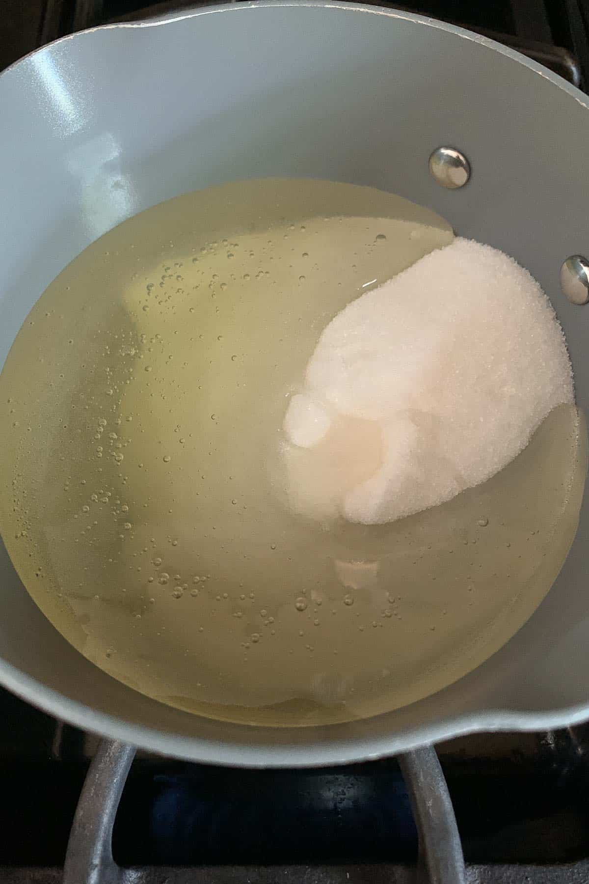 corn syrup and sugar in a pan