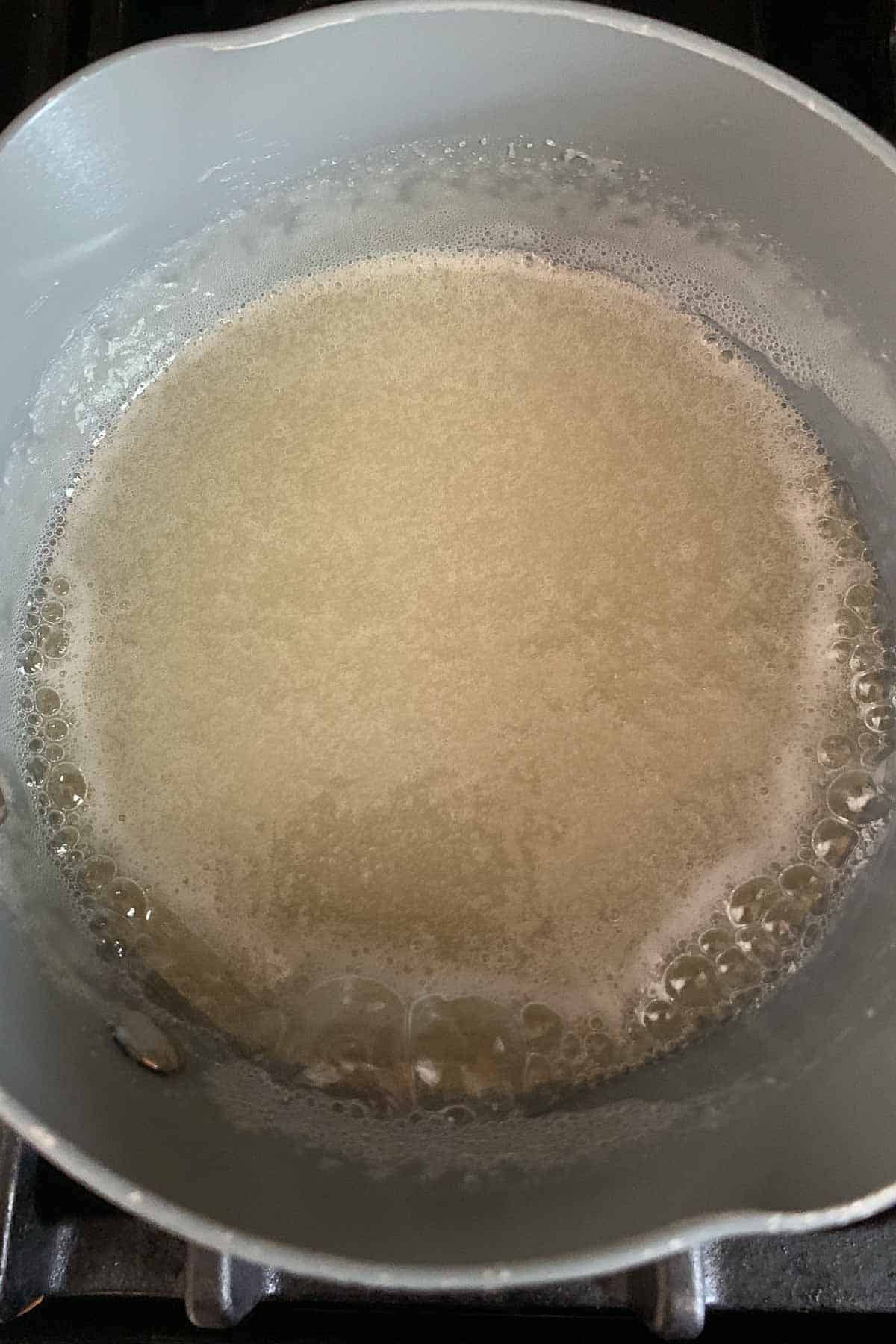 boiling sugar and corn syrup
