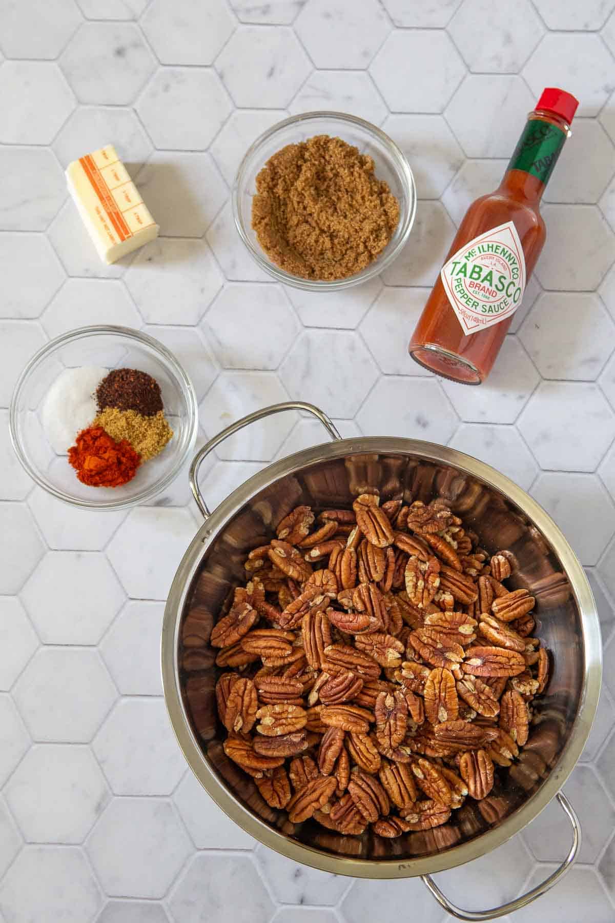 ingredients for spiced pecans