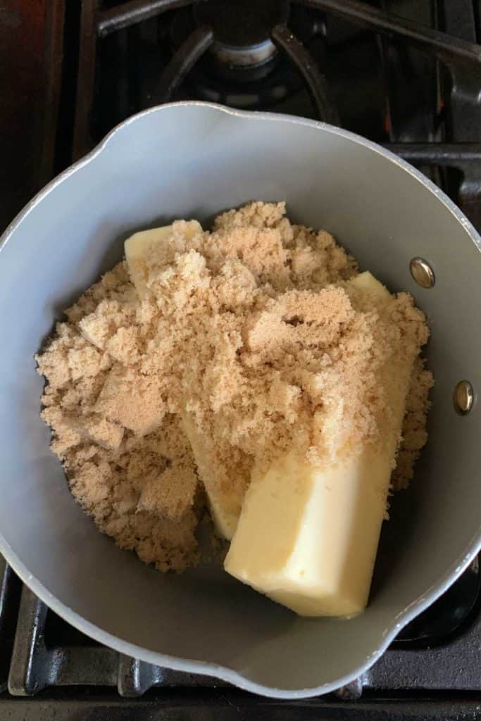 Butter and brown sugar in a small saucepan.